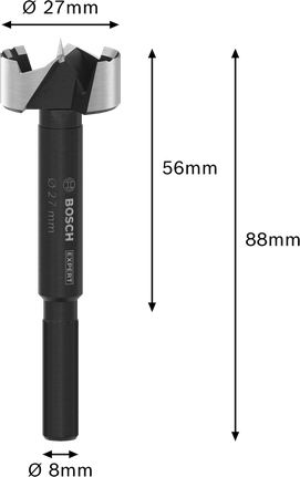 Bosch EXPERT Wood Forstner urbis 27 mm diametrā.